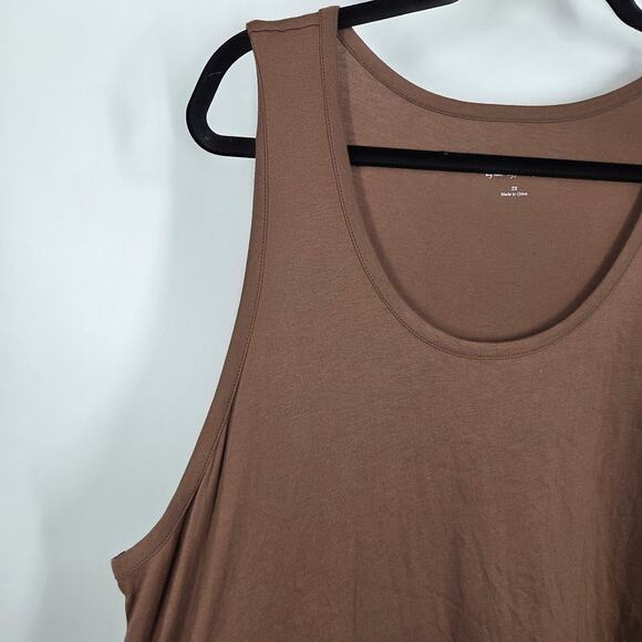 Soft Surroundings 2X Brown Maxi Dress Pima Cotton Modal Blend Tank Style Capsule - Picture 3 of 7